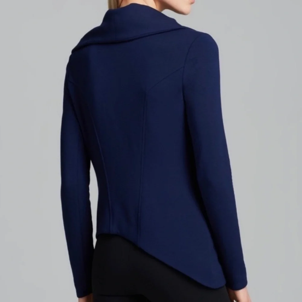 Helmut Lang Villous Jacket Sweatshirt Biker Minimalist Navy Blue Small S EUC - Picture 2 of 10